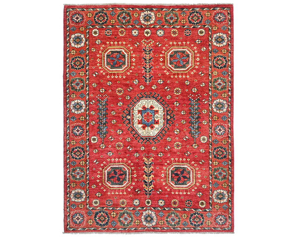 6x8 Red Ersari Afghan Hand Knotted Veg Dye Wool Area Rug